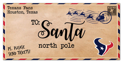 Houston Texans 6" x 12" To Santa Sign