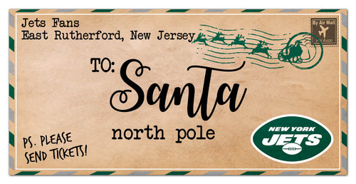 New York Jets 6" x 12" To Santa Sign