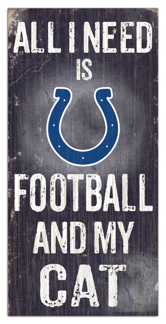 Indianapolis Colts 6" x 12" Football & My Cat Sign