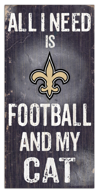 New Orleans Saints 6" x 12" Football & My Cat Sign