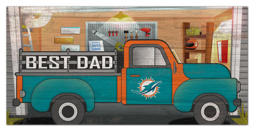 Miami Dolphins Best Dad Truck 6" x 12" Sign