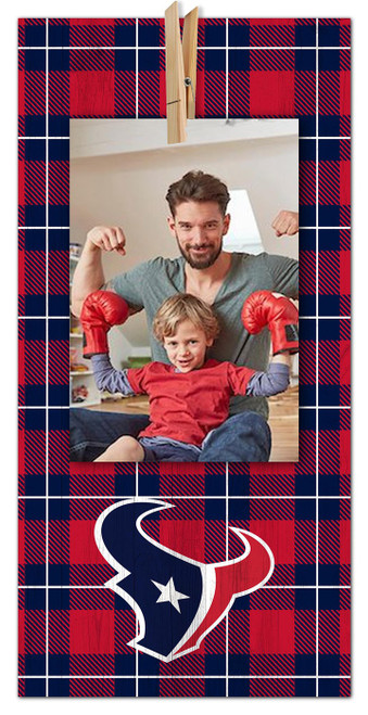 Houston Texans Plaid Clothespin 6" x 12" Sign