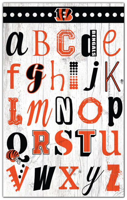 Cincinnati Bengals Alphabet 11" x 19" Sign