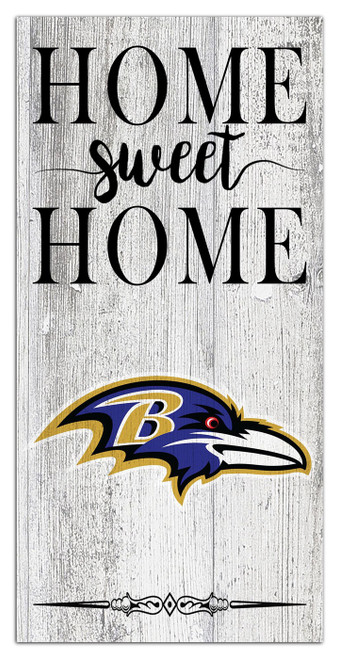 Baltimore Ravens Home Sweet Home Whitewashed 6" x 12" Sign
