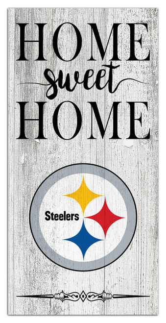 Pittsburgh Steelers Home Sweet Home Whitewashed 6" x 12" Sign