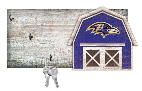 Baltimore Ravens 6" x 12" Team Barn Key Holder Sign