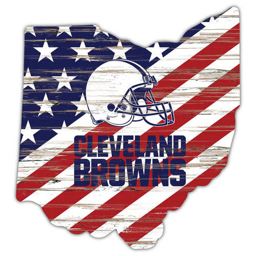 Cleveland Browns 12" USA State Cutout Sign