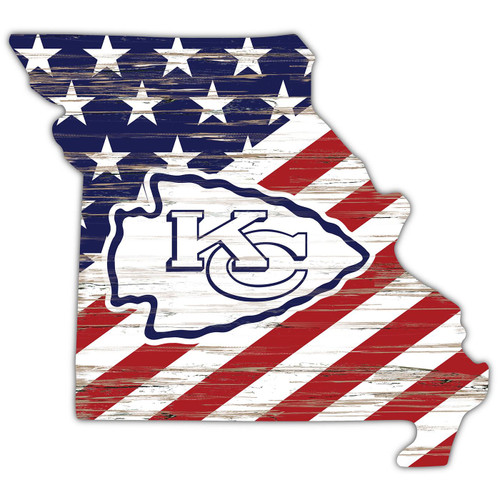 Kansas City Chiefs 12" USA State Cutout Sign
