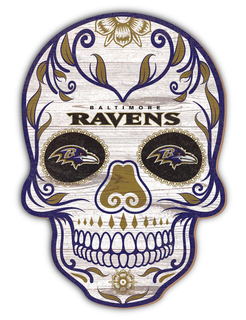 Baltimore Ravens 12" Sugar Skull Sign