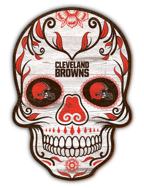 Cleveland Browns 12" Sugar Skull Sign