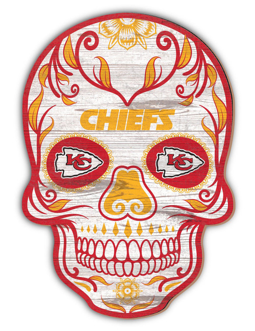 Kansas City Chiefs 12" Sugar Skull Sign