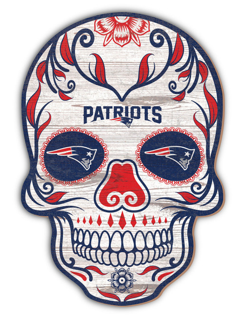 New England Patriots 12" Sugar Skull Sign