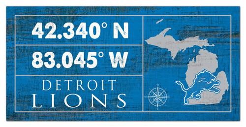 Detroit Lions Horizontal Coordinate 6" x 12" Sign