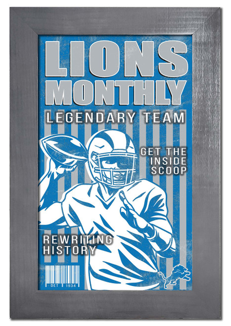 Detroit Lions Team Monthly 11" x 19" Framed Sign