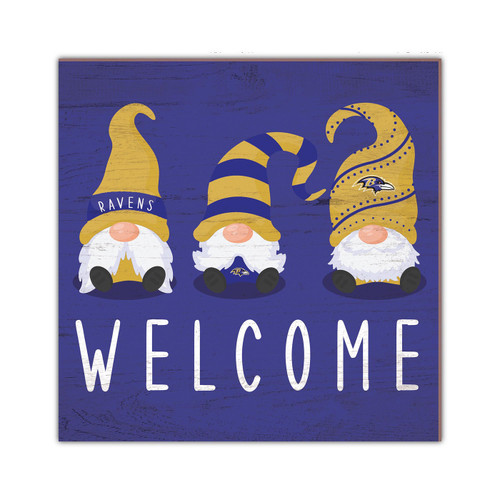 Baltimore Ravens Welcome Gnomes 10" x 10" Sign