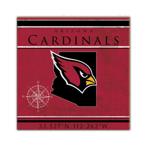 Arizona Cardinals Coordinates 10" x 10" Sign