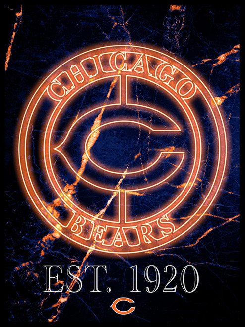 Chicago Bears Neon Circle Logo 12" x 16" Framed Wall Art