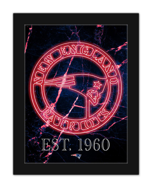 New England Patriots Neon Circle Logo 12" x 16" Framed Wall Art