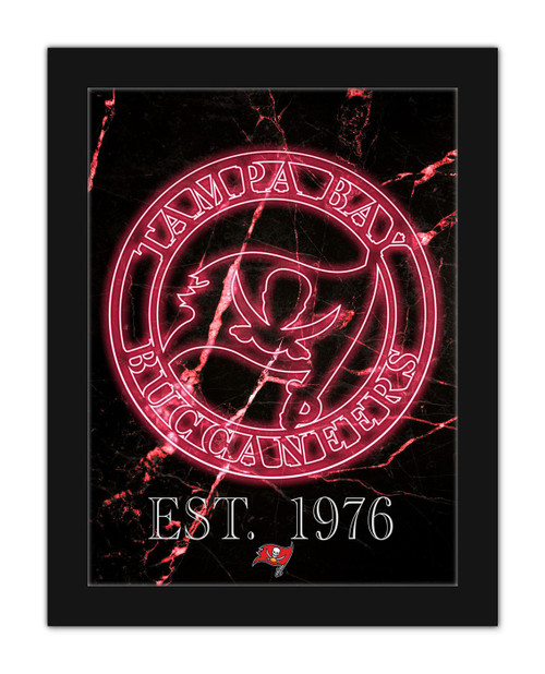 Tampa Bay Buccaneers Neon Circle Logo 12" x 16" Framed Wall Art