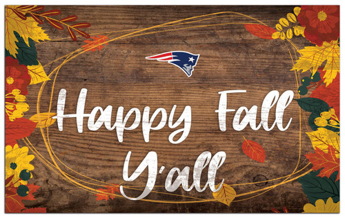 New England Patriots Happy Fall Y'all 11" x 19" Sign
