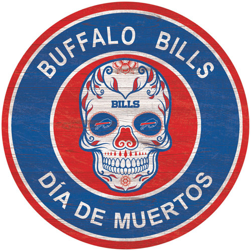 Buffalo Bills Sugar Skull 12" Circle Sign