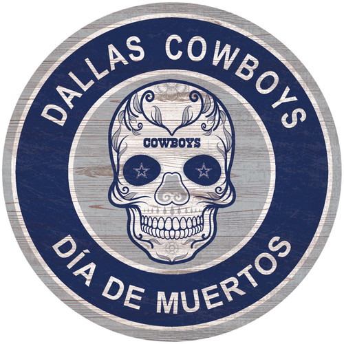 Dallas Cowboys Sugar Skull 12" Circle Sign