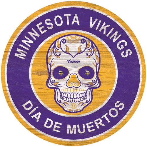 Minnesota Vikings Sugar Skull 12" Circle Sign