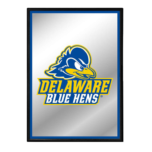Delaware Blue Hens Vertical Framed Mirrored Wall Sign