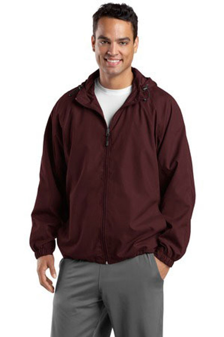 Sport-Tek Custom Men's Hooded Raglan Full-Zip Wind Jacket