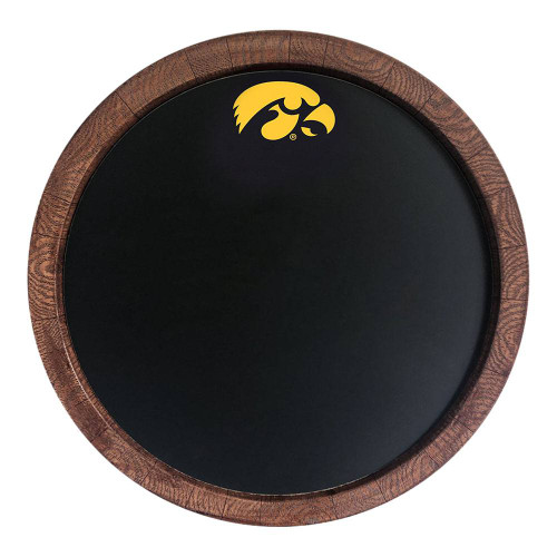 Iowa Hawkeyes Chalkboard ""Faux"" Barrel Top Sign