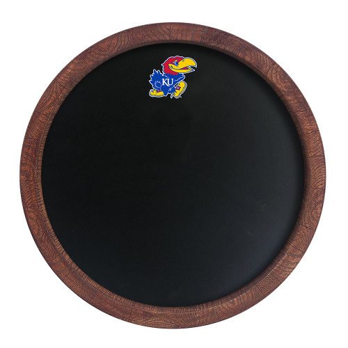 Kansas Jayhawks Chalkboard ""Faux"" Barrel Top Sign