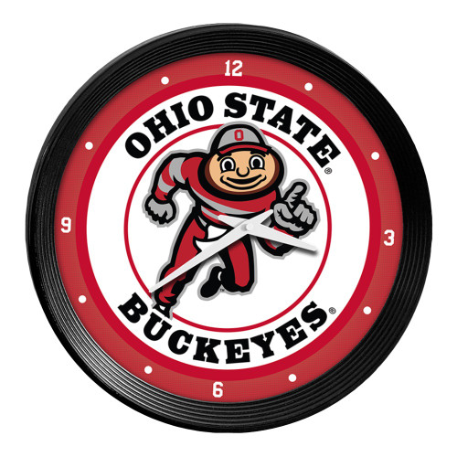 Ohio State Buckeyes Ribbed Frame Wall Clock