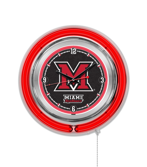 Miami of Ohio RedHawks Neon Clock