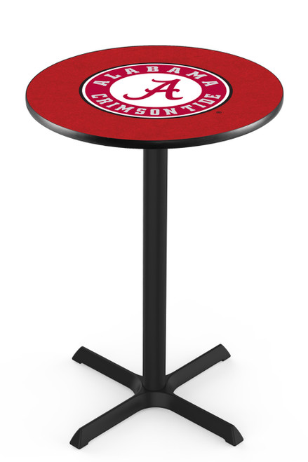 Alabama Crimson Tide Script A Black Bar Table with Cross Base