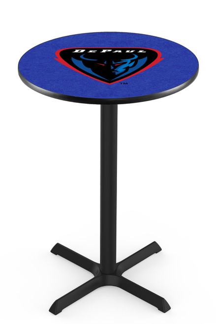 DePaul Blue Demons Black Wrinkle Bar Table with Cross Base