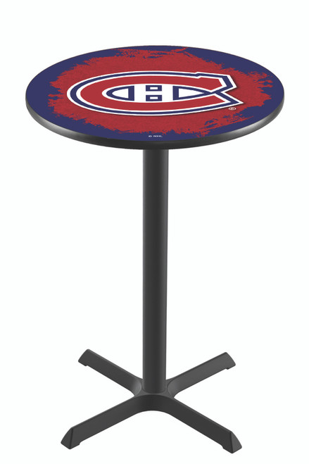 Montreal Canadiens Black Wrinkle Bar Table with Cross Base