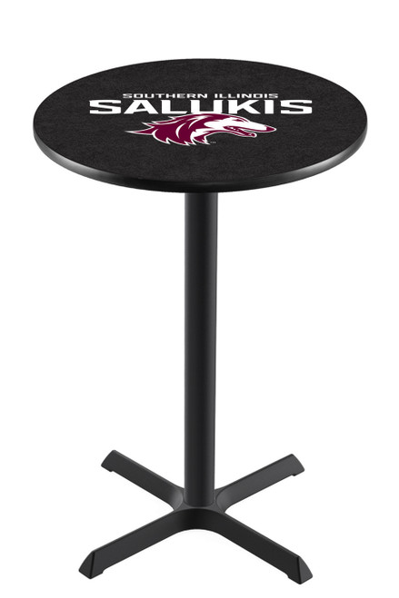 Southern Illinois Salukis Black Wrinkle Bar Table with Cross Base