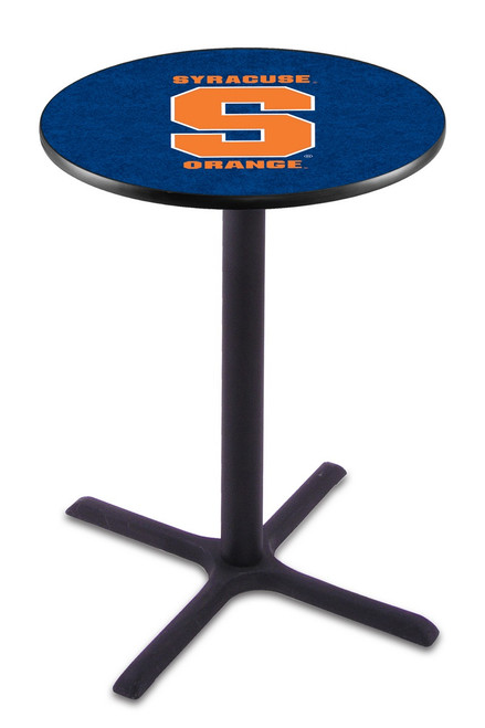 Syracuse Orange Black Wrinkle Bar Table with Cross Base