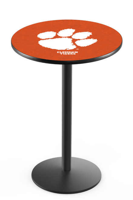 Clemson Tigers Black Wrinkle Bar Table with Round Base