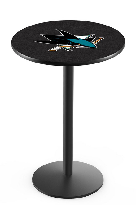 San Jose Sharks Black Wrinkle Bar Table with Round Base