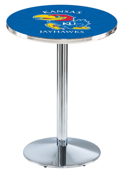 Kansas Jayhawks Chrome Pub Table with Round Base