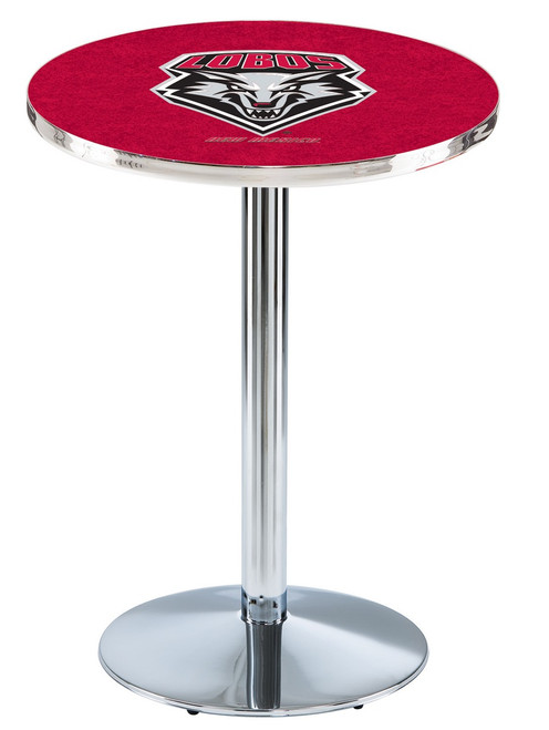 New Mexico Lobos Chrome Pub Table with Round Base