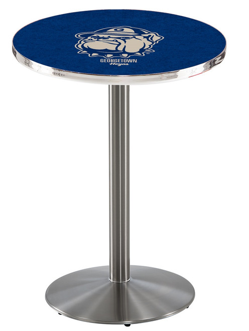 Georgetown Hoyas Stainless Steel Bar Table with Round Base