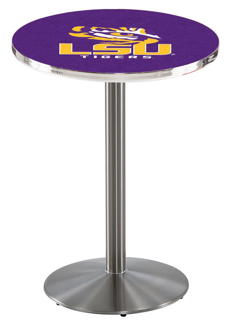 LSU Tigers Stainless Steel Bar Table with Round Base