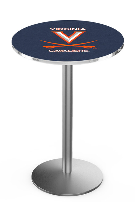 Virginia Cavaliers Stainless Steel Bar Table with Round Base