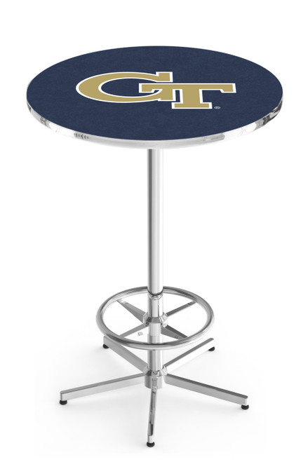 Georgia Tech Yellow Jackets Chrome Bar Table with Foot Ring