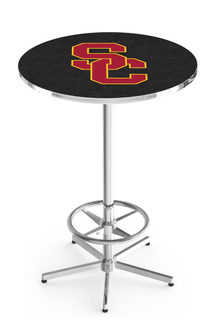 USC Trojans Chrome Bar Table with Foot Ring