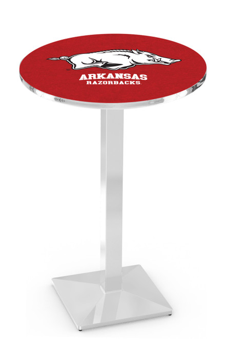Arkansas Razorbacks Chrome Bar Table with Square Base