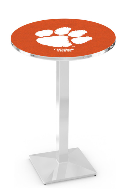 Clemson Tigers Chrome Bar Table with Square Base