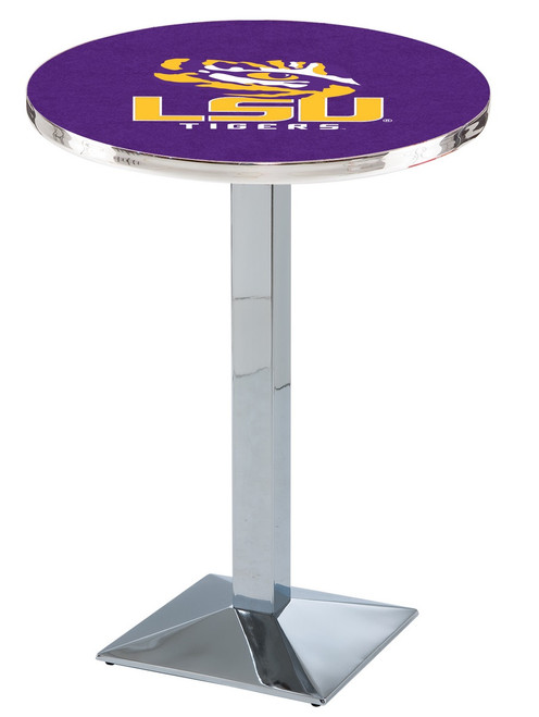 LSU Tigers Chrome Bar Table with Square Base